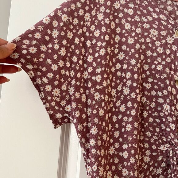 SO Juniors floral blush print dolman short sleeve blouse. L - Picture 5 of 6